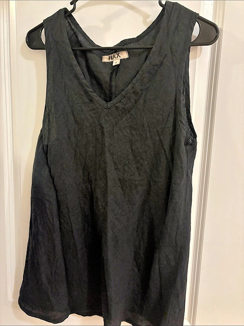 FLAX V-Neck Tank Top Black Small